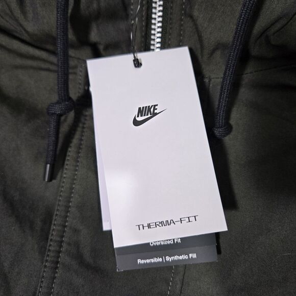 $600 Nike Therma-Fit Parka Coat Green Jacket DD6775-355 Reversible Mens Large - Picture 6 of 12